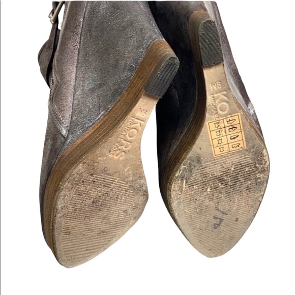 KORS Michael Kors Leather Wedge Corrine Booties Size 9 - Picture 6 of 10